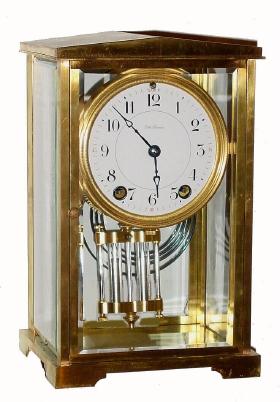 C.1913, Seth Thomas, ÒEMPIRE No. 307Ó, brass and glass, Òcrystal regulatorÓ, 8-day time and gong strike in a gilded case with porcelain dial. — Antique Clocks Price Guide