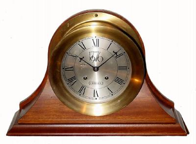 C.1976, Chelsea Clock Co., ÒBicentennialÓ, 8-day time and house strike brass mantel clock. — Antique Clocks Price Guide
