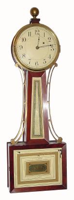 C.1920, Mass Area, copy of a Willard Patent Timepiece /banjo, 8-day weight driven. — Antique Clocks Price Guide