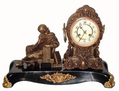 C.1905, Waterbury Clock Co., ÒVALDORAÓ, bronzed spelter statue on enameled iron base. — Antique Clocks Price Guide