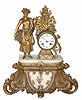 C.1890 Vincenti and Cie, 8-day time/strike French gilt spelter and marble figural mantel clock, a young lady at harvest time.
