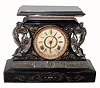 C.1890, Ansonia Clock Co., ÓRosalindÒ, black enameled iron clock, 8-day time and strike. 
