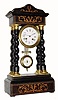 C.1870, French, 4-Column, Empire style mantel clock, with inlay. 8-day time and bell strike. 