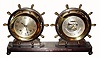 C.1956 (dated) Chelsea ShipÕs Bell Clock and Barometer ÒClaremontÓ set for Tiffany and Co., New York, tu-tone brass and bronze case, presentation piece, 3.75Ò dials. 