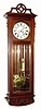 C.1910, Austrian, 2-Weight Box Regulator, walnut case, with 5 panes of heavy beveled glass in the door, and with top fret. 