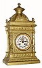 C.1890, French, Vincenti and Cie, 8-day time/strike gilt white metal architectural mantel clock.
