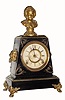 C.1880, H. J. Davies, New York, Figural clock of Mozart as a boy, black iron case with white metal trim. 