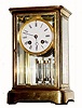 C.1900, French, U.F. Brevete, 8-day time/strike, 4-glass crystal regulator, small. 