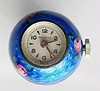 C.1930, Swiss Pendant ÓballÒ watch ÓBuchererÒ, Guilloche enamel /blue/ with 6 tiny pink roses as accents. 