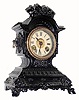 C.1860, Terry Clock Co, Waterbury, 30 hour, time and alarm bedroom clock, painted white metal. 