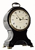 C.1834, English, Charles Donne, Balloon style 2-fusee, bell strike mantel clock with black lacquer finish. 