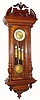 C.1890, German, Gustav Becker, 3-Weight, Grand Sonnerie, rod strike, embossed brass, walnut cased, Alt Deutsch wall clock, with new top. 