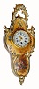 C.1880, French, Mini Cartel Clock, in the Louis XVI style, the case finished in Vernis Martin style and with ormolu trim, small cylinder scape movement. 