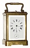 C.1900, French, ÒMargaine, ÓBrass Cased Carriage Clock, Petite Sonnerie and alarm, standard Corniche case and handle, and with original platform. 