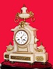 C.1890, French, Alabaster and Bronze, architectural clock under dome, 8-day time and strike. 
