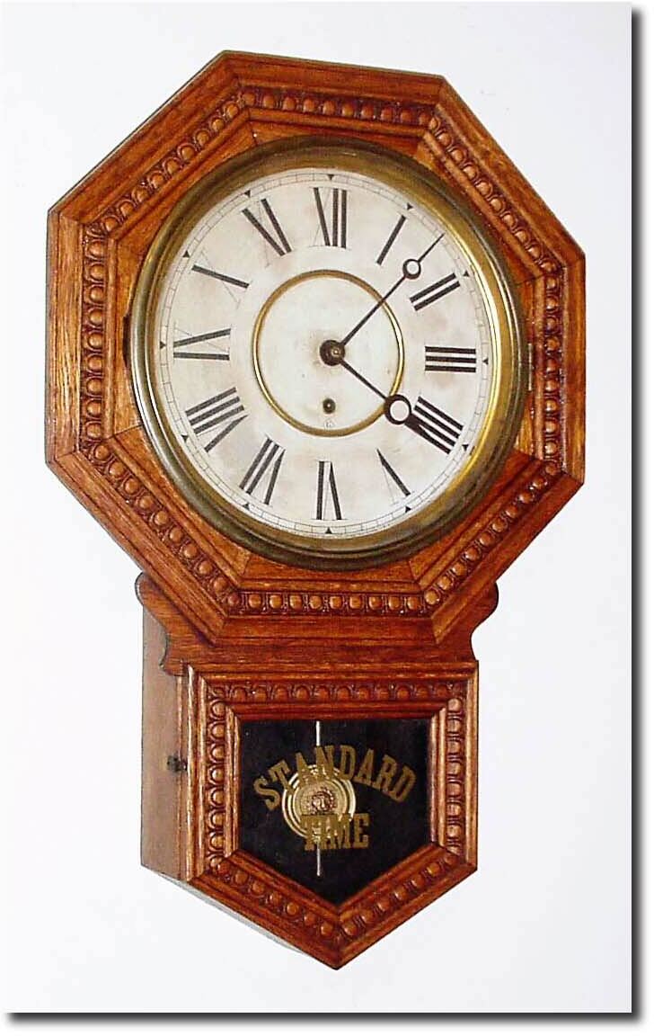 C.1910, Wm.L. Gilbert, "Admiral', pressed oak short drop, as-found, will run. — Antique Clocks Price Guide