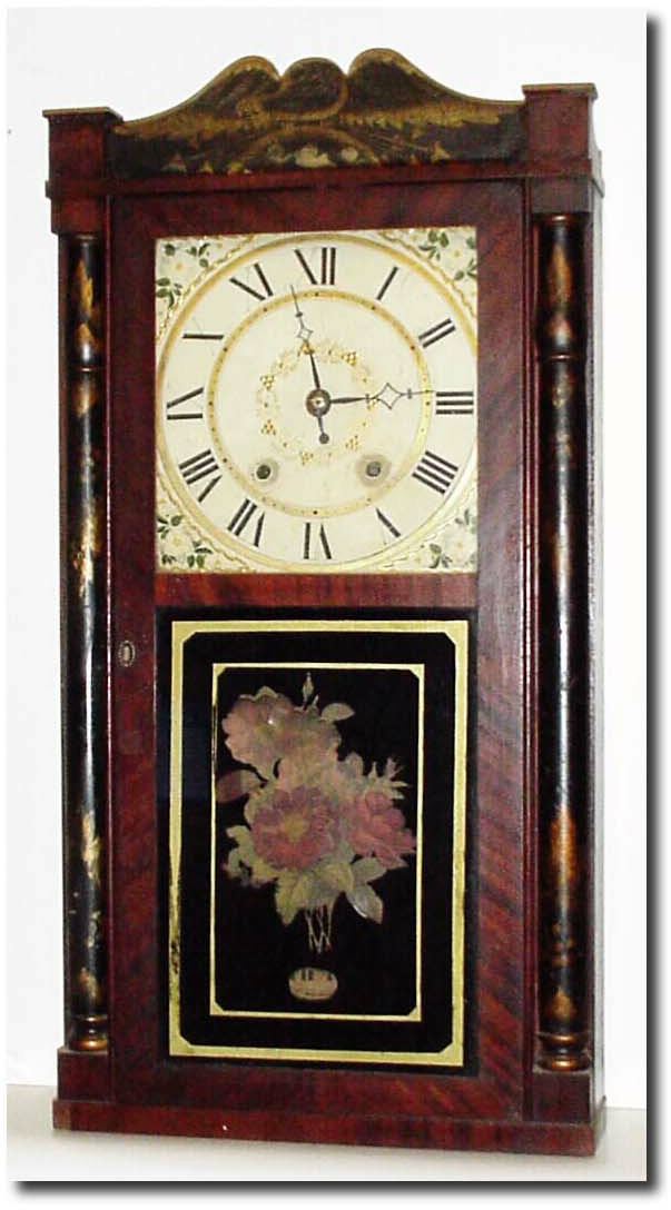 C.1830, Seth Thomas, Plymouth, Conn, 30-hour stencil column and splat, wooden movement with brass bushings. — Antique Clocks Price Guide