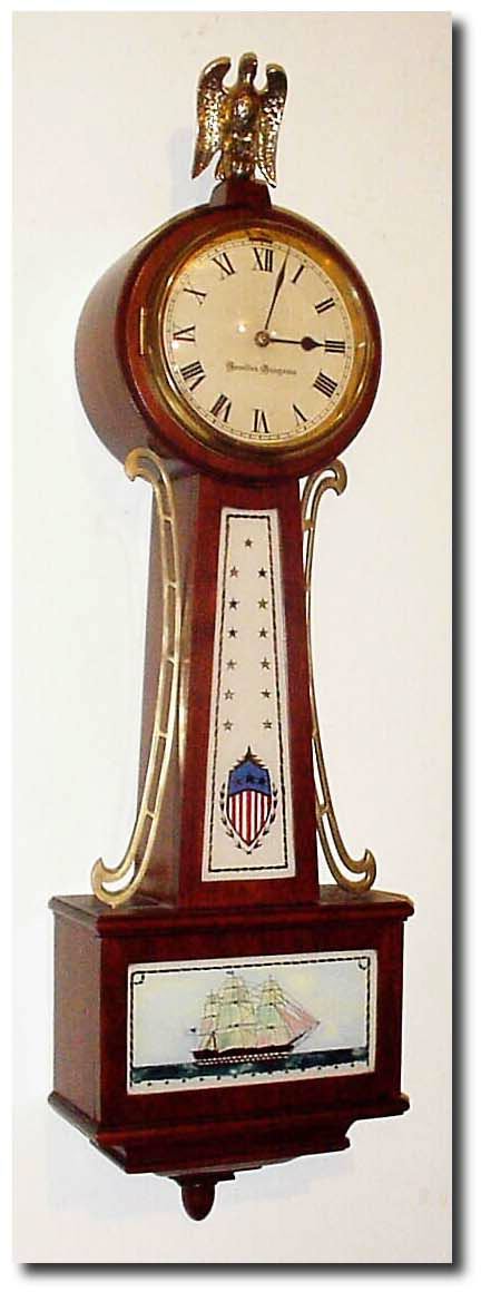C.1930, Hamilton-Sangamo, 110v., Electric time and strike banjo clock (the Marshfield) in excellent original condition. — Antique Clocks Price Guide