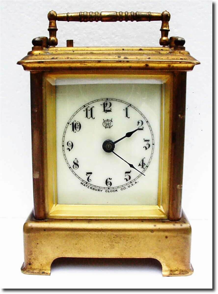C.1912, Waterbury "Conductor' Carriage clock, time, strike and repeat, in good, as-found condition. — Antique Clocks Price Guide
