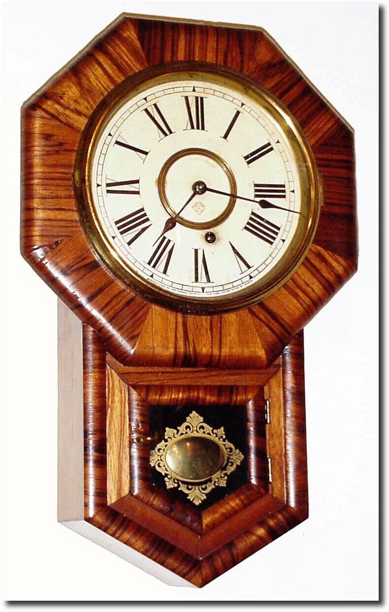 C.1900, Ansonia Octagon Short Drop in rosewood. — Antique Clocks Price Guide