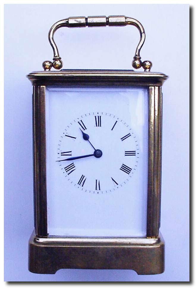 C.1900, French, Brass cased time only carriage clock, signed E-J-P, in good original condition. — Antique Clocks Price Guide