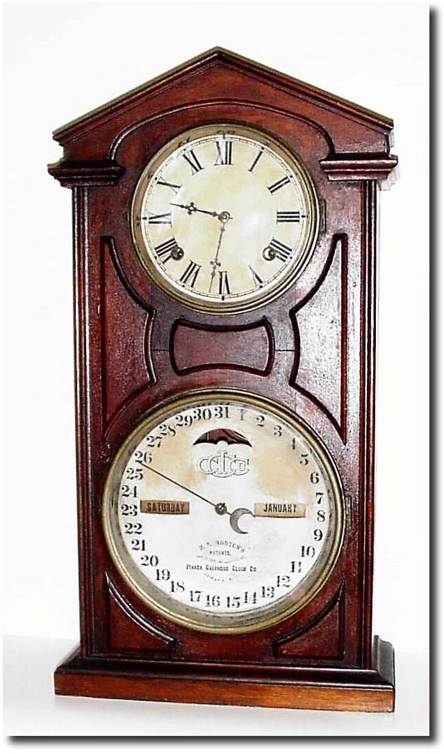 C.1874, Ithaca, "No. 7 Shelf Cottage", perpetual calendar clock, as-found. — Antique Clocks Price Guide