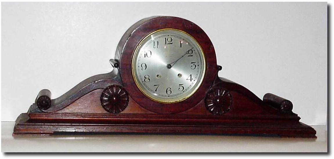 C.1920, Waltham Clock Co., Serial no. 22392, Mahogany tambour clock, as-found. — Antique Clocks Price Guide