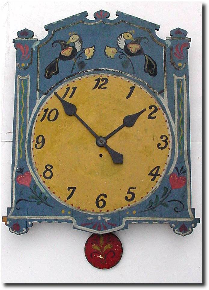 C.1925, American Advertising Clock, NOW with a hand painted dial with ducks and flowers and with a bright yellow center. — Antique Clocks Price Guide