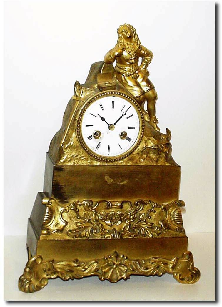 C.1830, French, Ormolu Figural Clock. — Antique Clocks Price Guide
