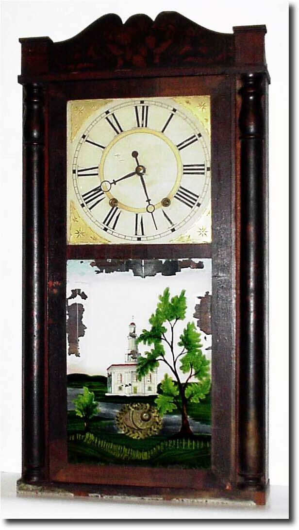 C.1835, Eli Terry Jr., Terryville, Conn, stenciled half column and splat. — Antique Clocks Price Guide