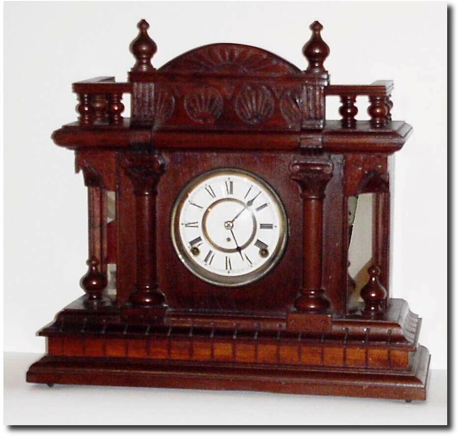 C.1890, F. Kroeber, Walnut Mantel clock, with restorations. — Antique Clocks Price Guide