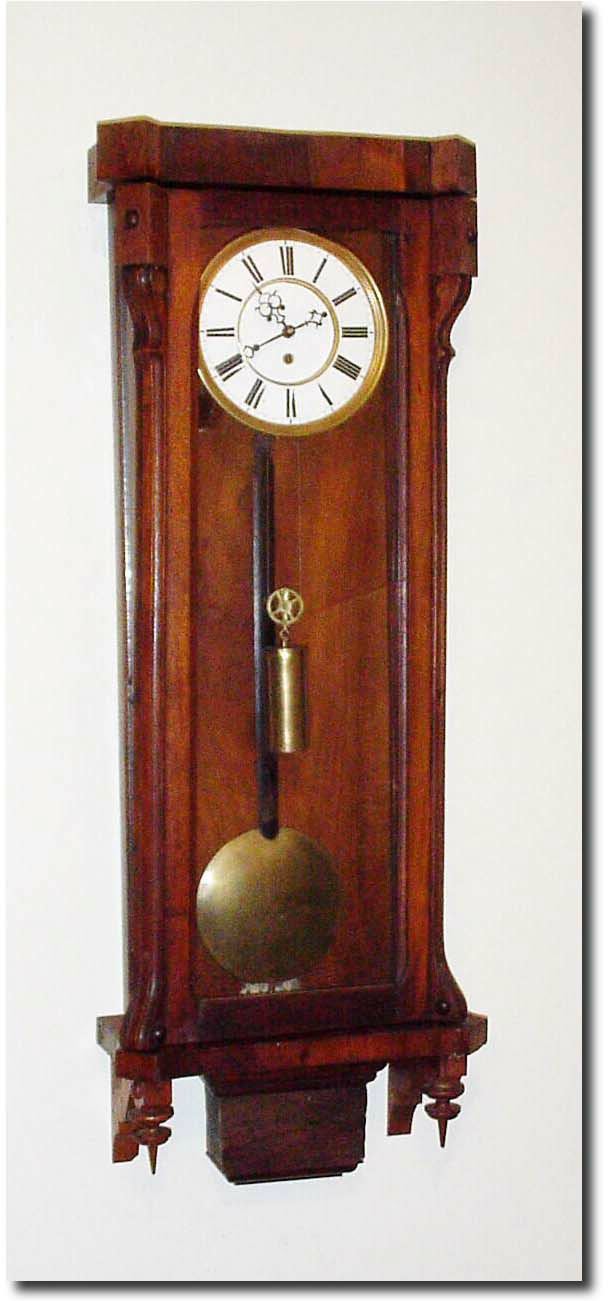C.1875, Austrian, 1-Wt Regulator, as-found, the case less moldings top and bottom, glass cracked, pendulum and weight with small dents. — Antique Clocks Price Guide