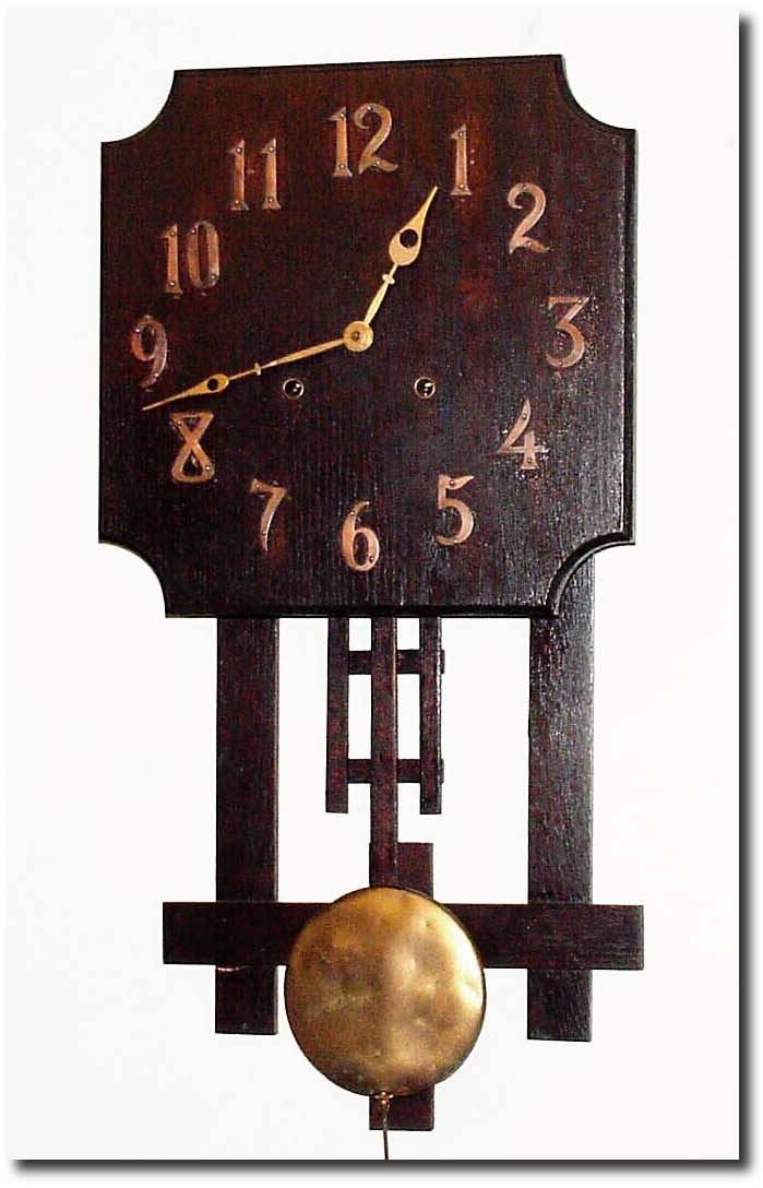 C.1920, Unmarked, but identical to "San Jose' Mission oak wall clock., shown in Ehrhardt"s book 1, page 183. — Antique Clocks Price Guide
