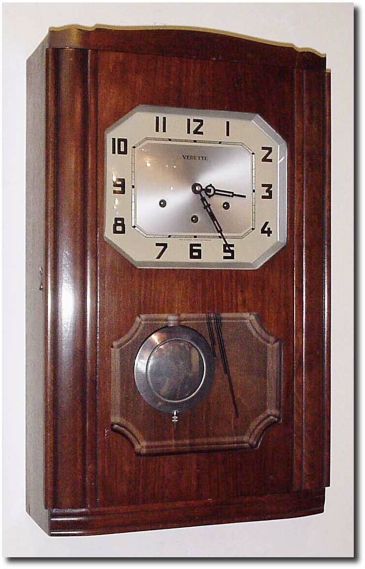 C.1935, French Westminster Chime wall clock, in Art Deco style. — Antique Clocks Price Guide