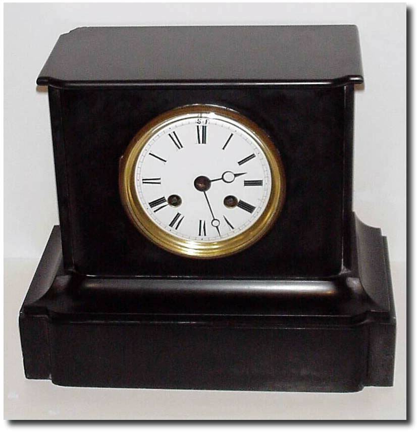 C.1890, French, Black Marble Mantel clock, with broken time spring. — Antique Clocks Price Guide