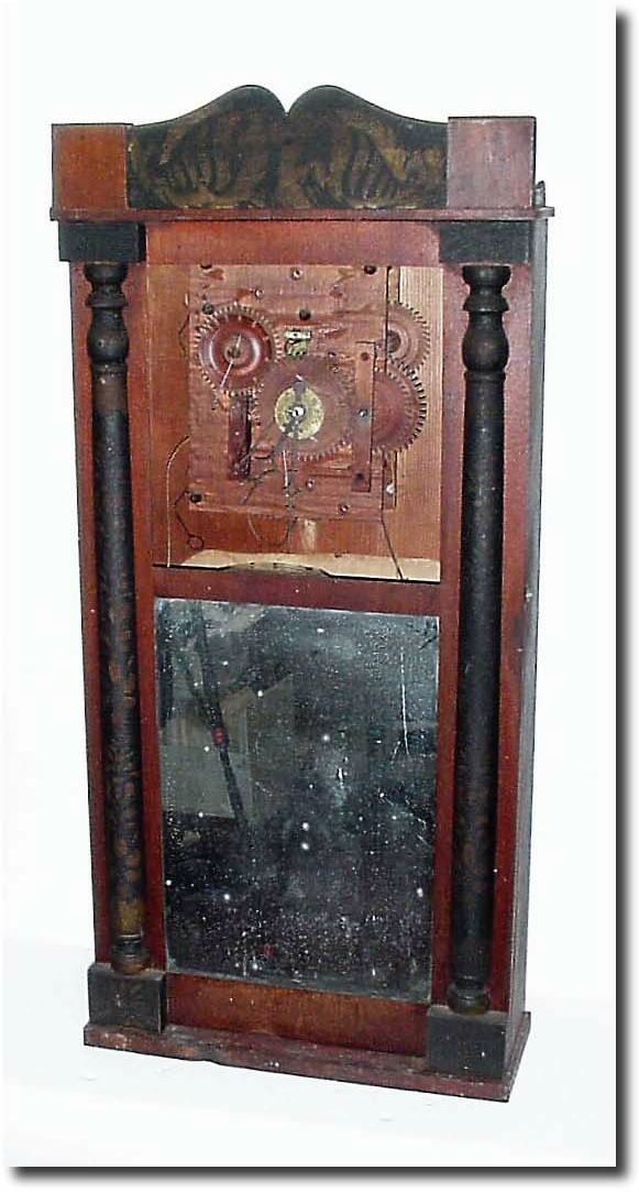 C.1840, D. Dutton, Mt. Vernon, NH, 30-hour WW with between the plates alarm, less dial. — Antique Clocks Price Guide