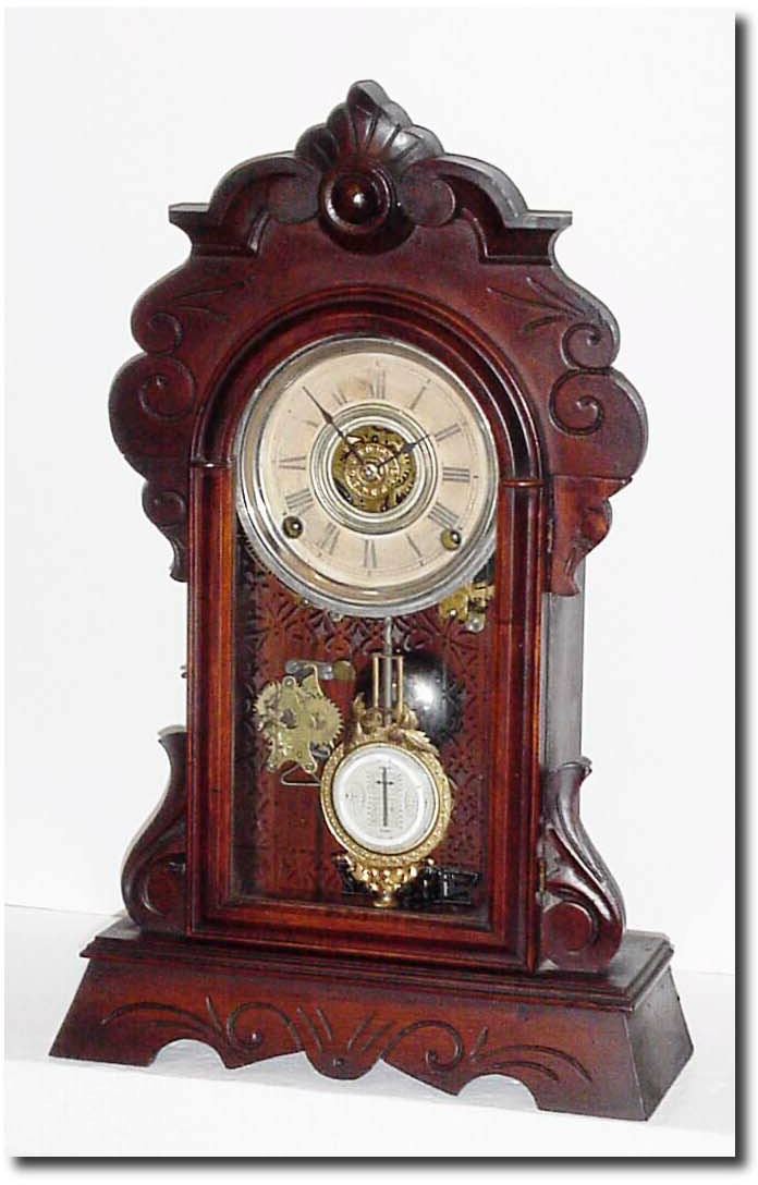 C.1880, F. Kroeber, New York, "JAVA' walnut parlor clock in good original condition. — Antique Clocks Price Guide