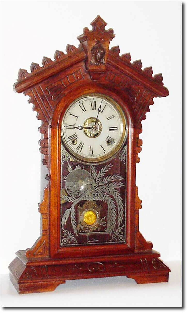 C.1885, Welch, Spring and Co, Forestville, Conn, "Dolaro' walnut parlor clock in very good original condition with rear label intact. — Antique Clocks Price Guide