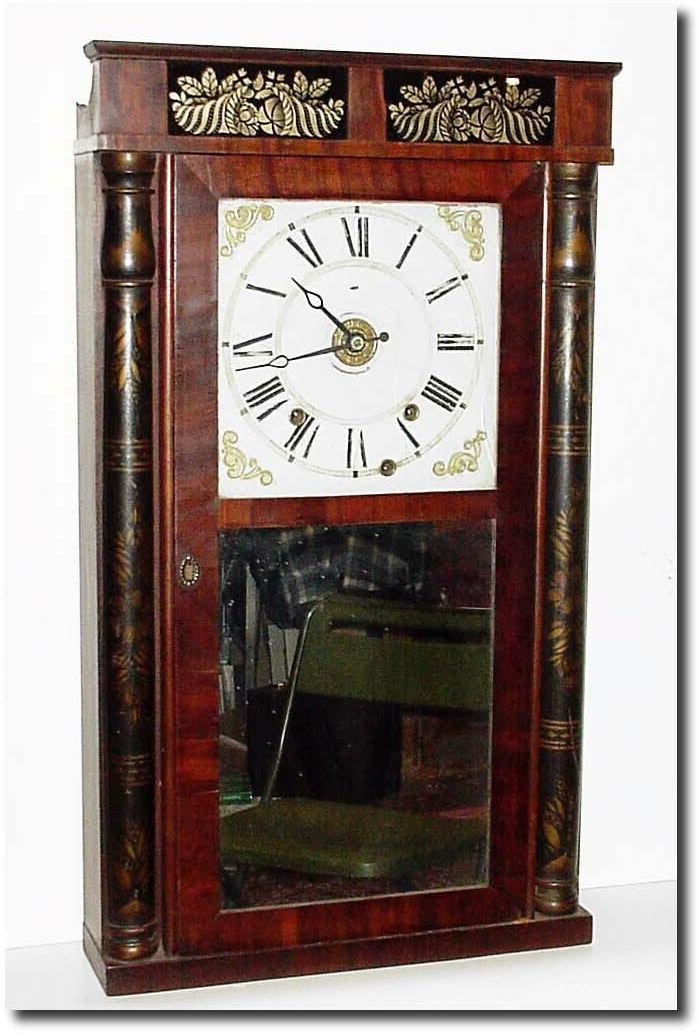 C.1835, Henry Terry and Co, Plymouth, Connecticut, a transitional column and tablet top, wooden works with integral alarm (3 weights). — Antique Clocks Price Guide