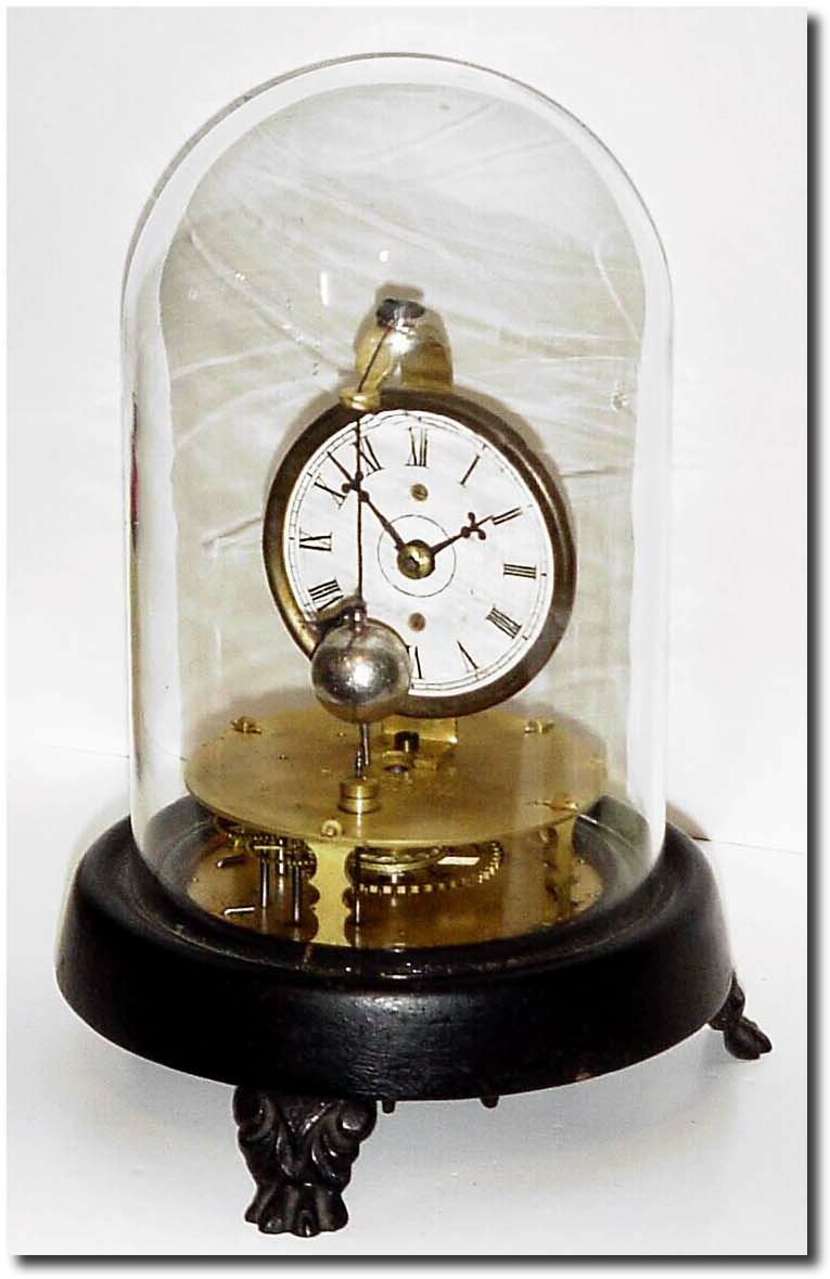 C.1865, Briggs Rotary Pendulum Clock, by G.W. Brown in excellent original condition, with original ball, dial , hands and dome. — Antique Clocks Price Guide
