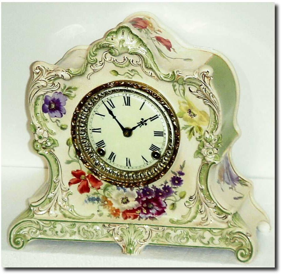 C.1905, Ansonia Royal Bonn, "LaLorne' Porcelain China clock, solid porcelain dial model, in excellent condition. — Antique Clocks Price Guide