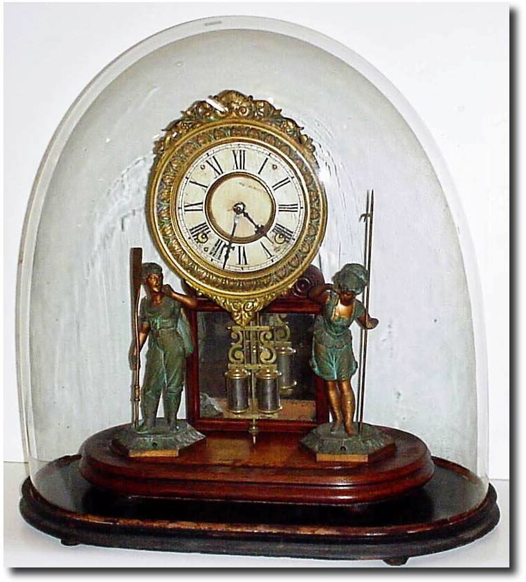 C.1875, H.J. Davies, New York, "Crystal Palace No. 1 Extra' in very good condition, with a large French dome and base from the same period now protecting the clock. — Antique Clocks Price Guide
