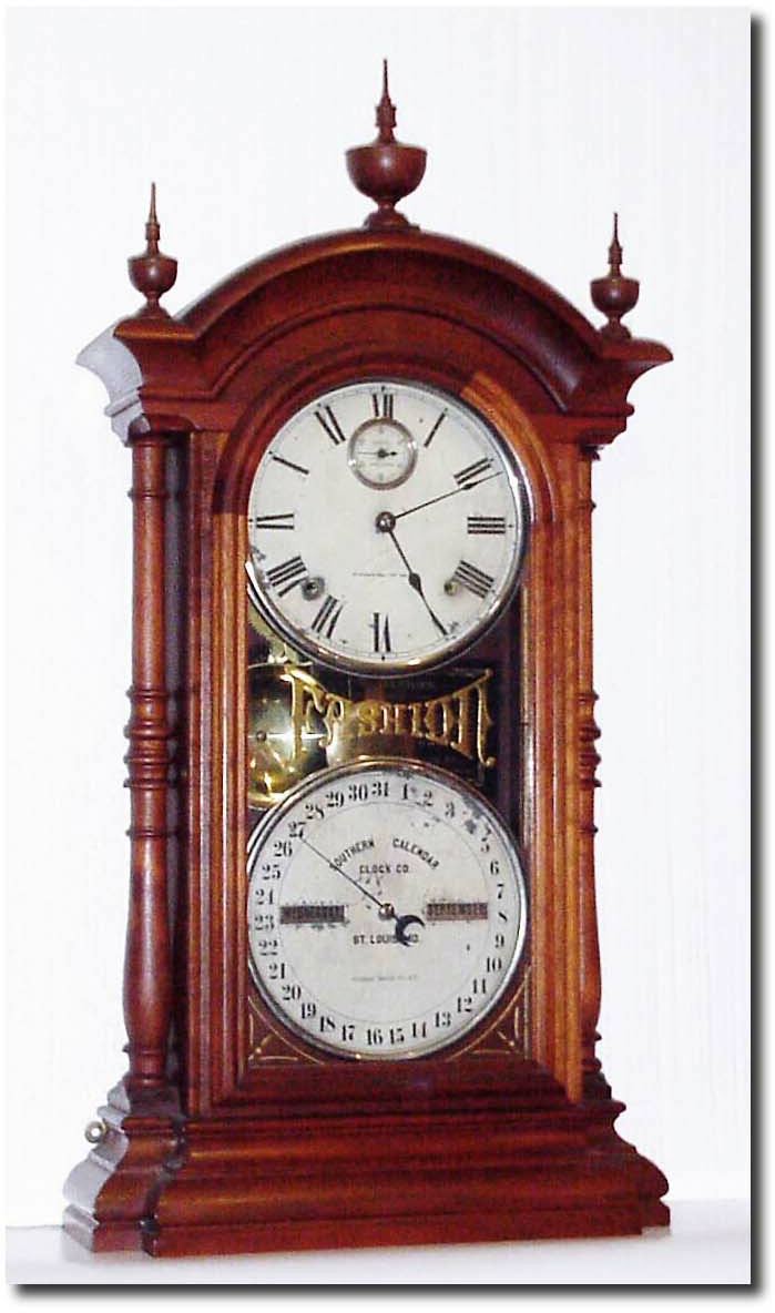 C.1878, Southern Calendar Clock Co., "Fashion No. 4" perpetual, double dial calendar clock. — Antique Clocks Price Guide