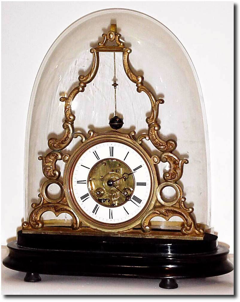 C.1890, French, Skeleton Clock and Dome, with unusual conical pendulum, suspended at the apex of the frame, from a silk thread. — Antique Clocks Price Guide