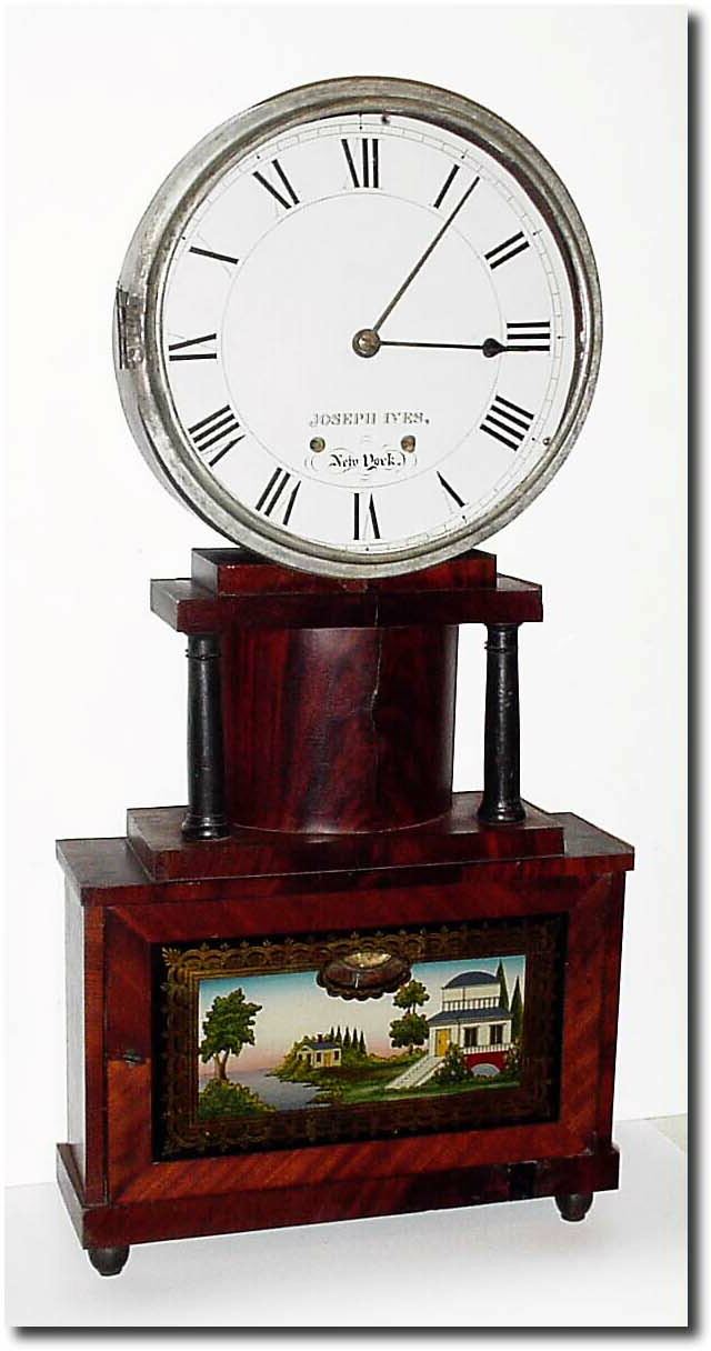 C.1828, Joseph Ives, Brooklyn, New York, rare wagon spring shelf clock in restored condition. — Antique Clocks Price Guide