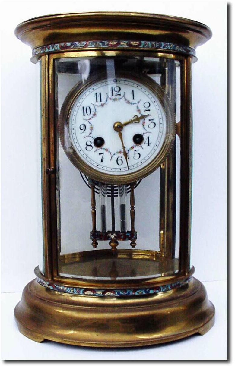 C.1895, French, Cloisonne, Oval Crystal regulator in very good original condition. — Antique Clocks Price Guide