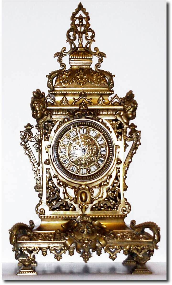 C.1890, French, Bronze Architectural mantel clock, with very nice detail. — Antique Clocks Price Guide