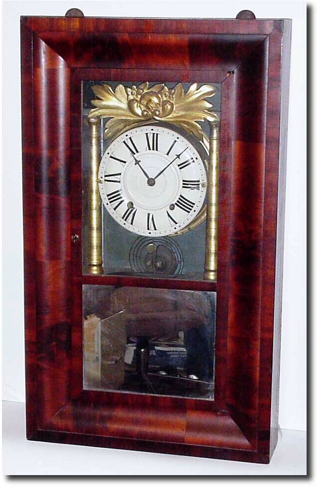C.1845, Joseph Ives, 8-Day Internal Column OG, with gilded columns and fruit spray. — Antique Clocks Price Guide