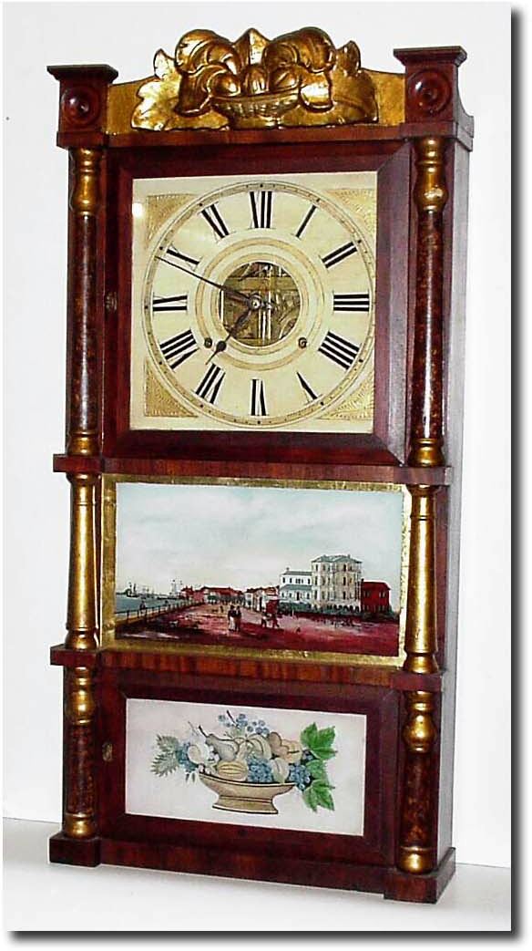 C.1840, Birge, Mallory and Co, Bristol, Triple Decker in good condition. — Antique Clocks Price Guide