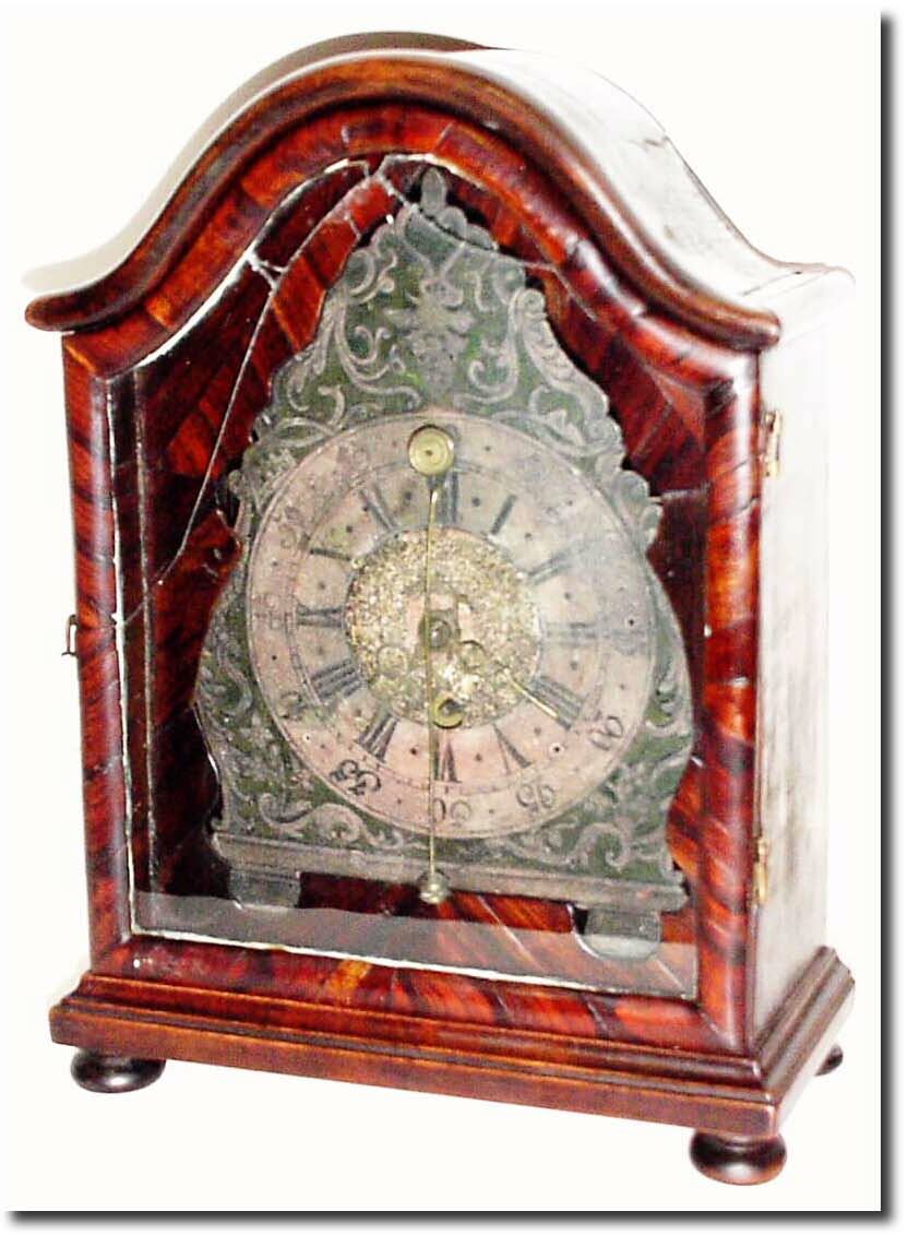 Late 18th Century, Continental shelf clock with crown verge and front swing, pivoted pendulum. — Antique Clocks Price Guide